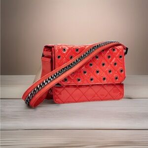 NEW Vera Bradley Cole, Glossy Coral Red Mini Shoulder Bag, NWT